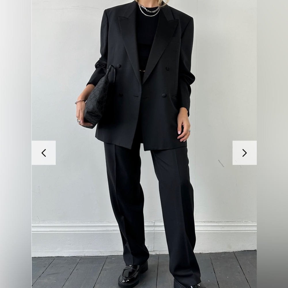 Vintage Christian Dior Monsieur Tuxedo Double Breasted Wool Blazer Jacket. Black - Picture 2 of 7